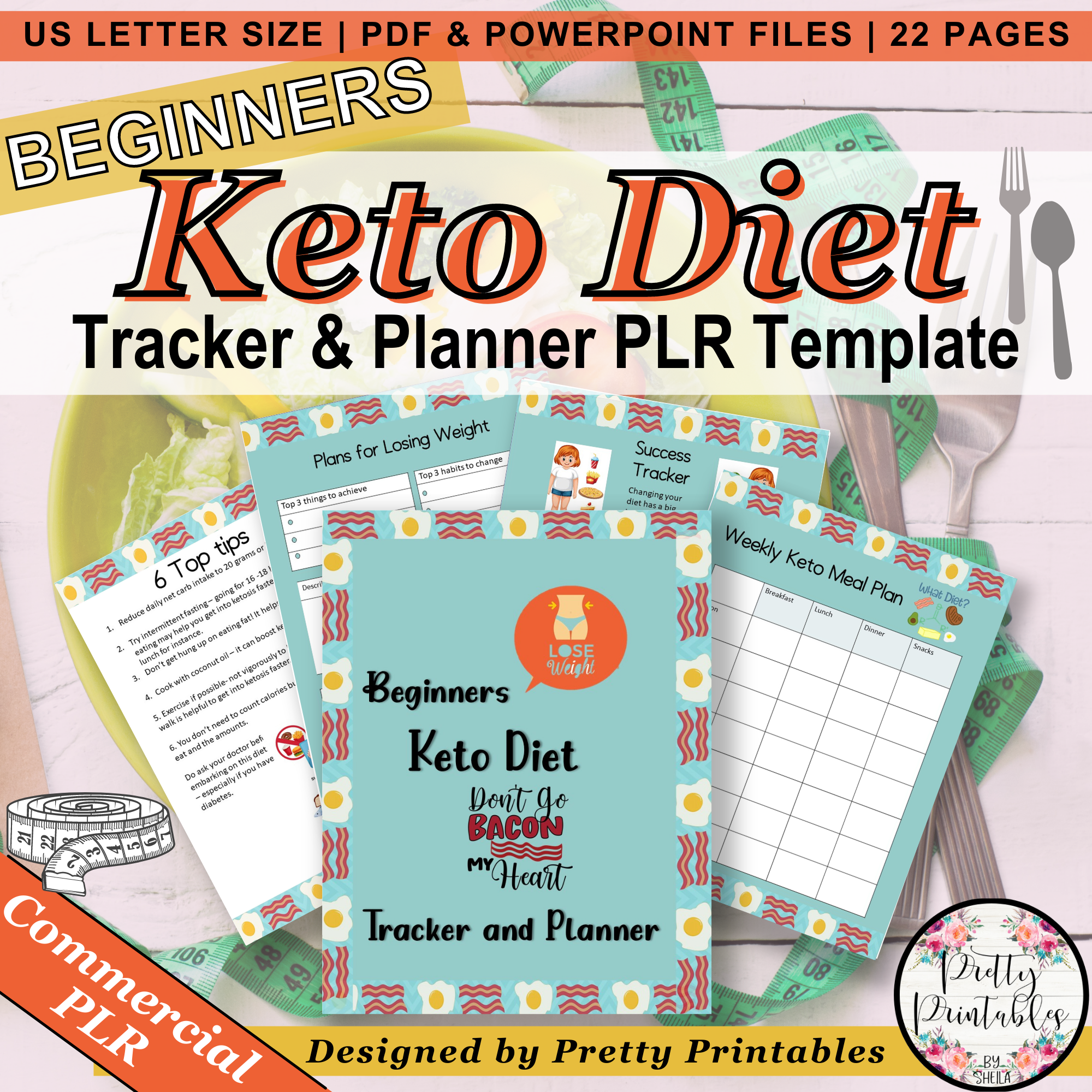 Keto Diet For Beginners Tracker & Planner Commercial PLR Template