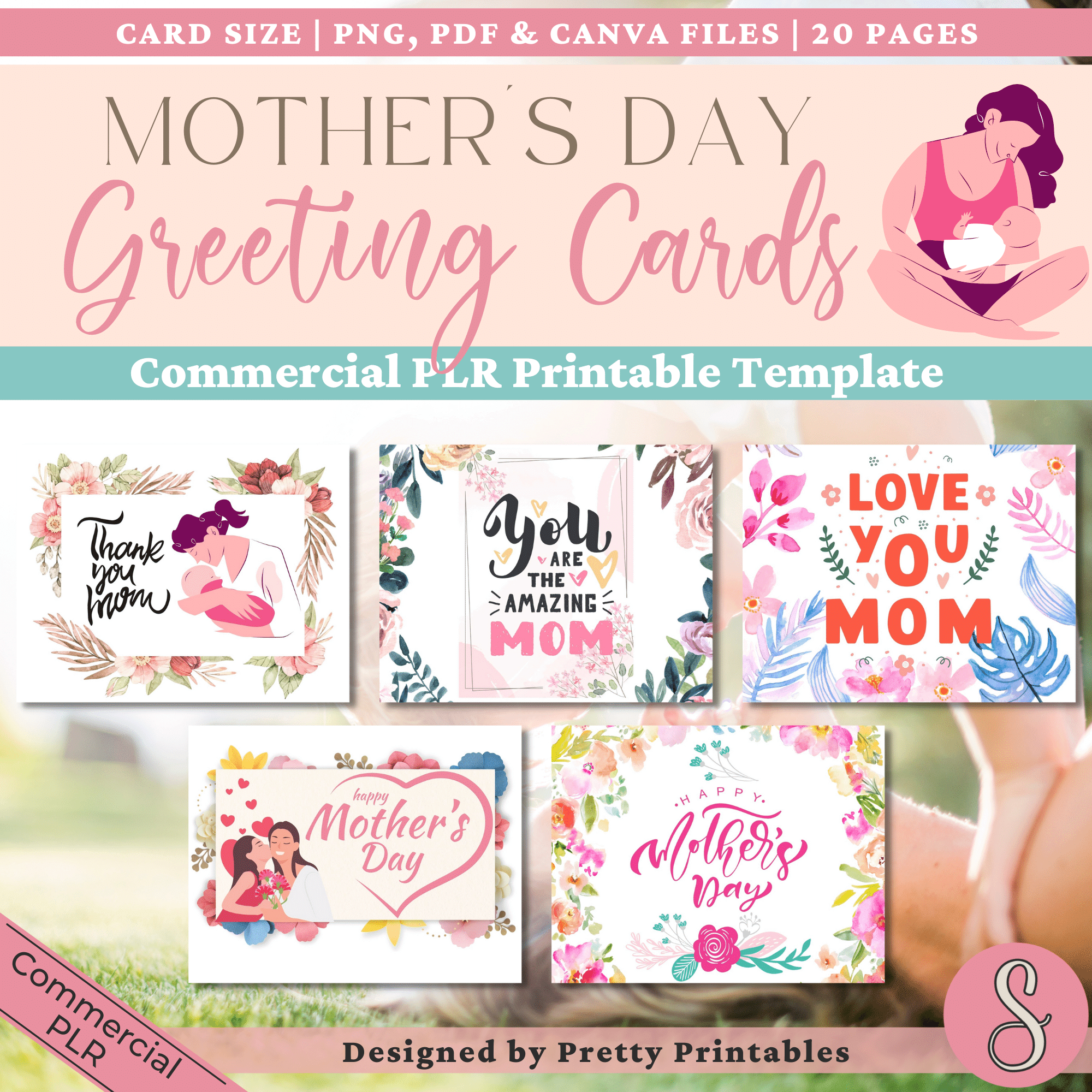 Mother's Day Greeting Cards Commercial PLR Printable Template