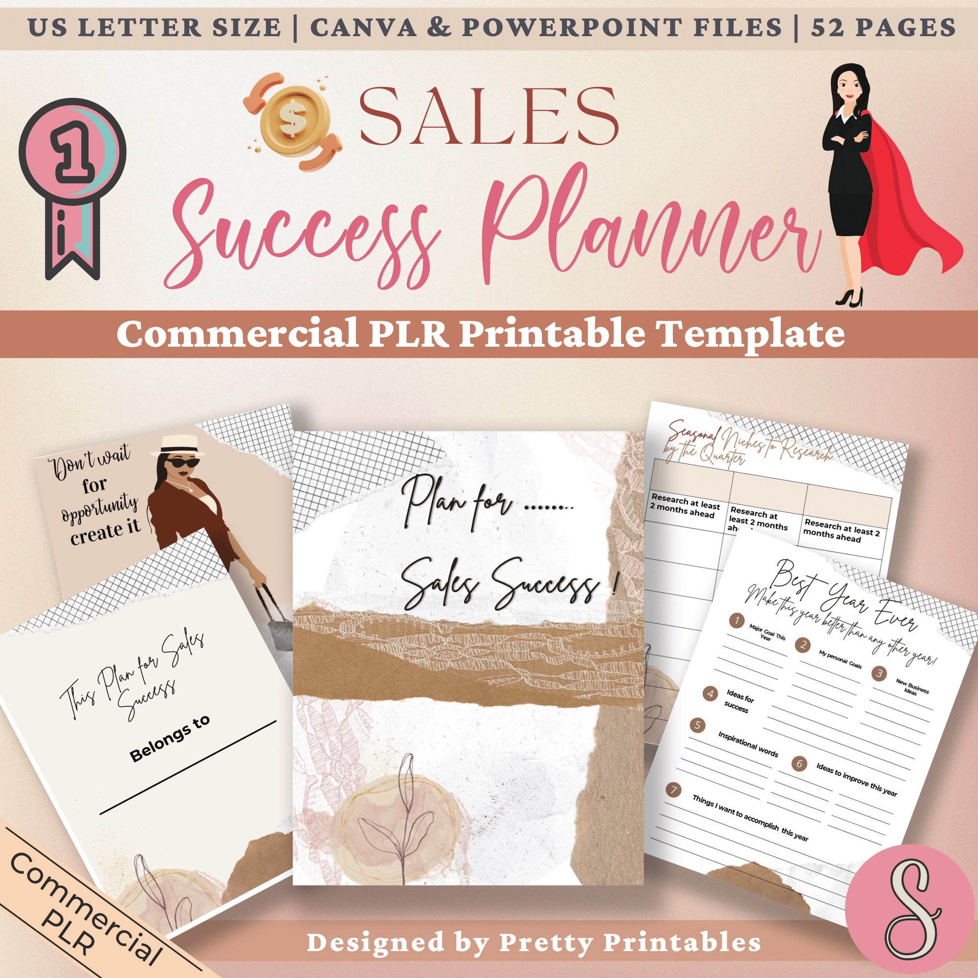 Sales Success Planner Commercial PLR Printable Template