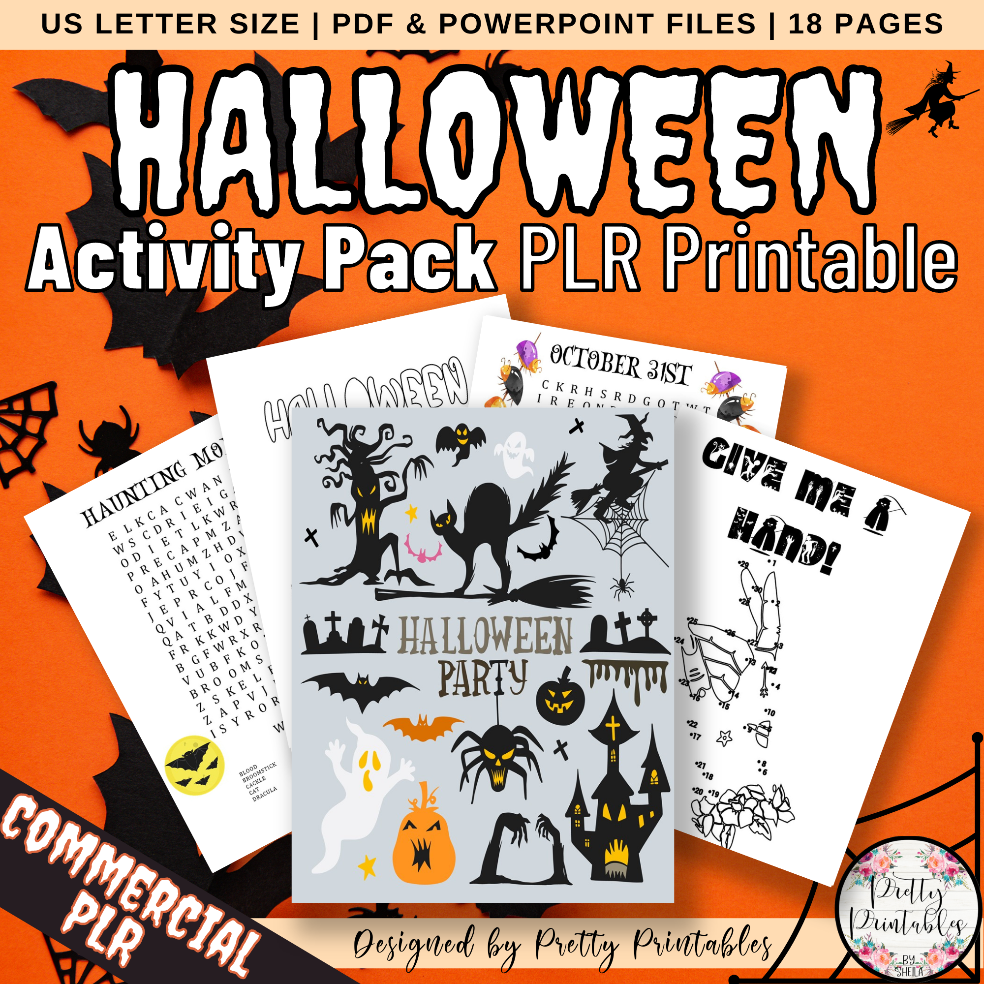 Halloween Party Activity Sheets Commercial PLR