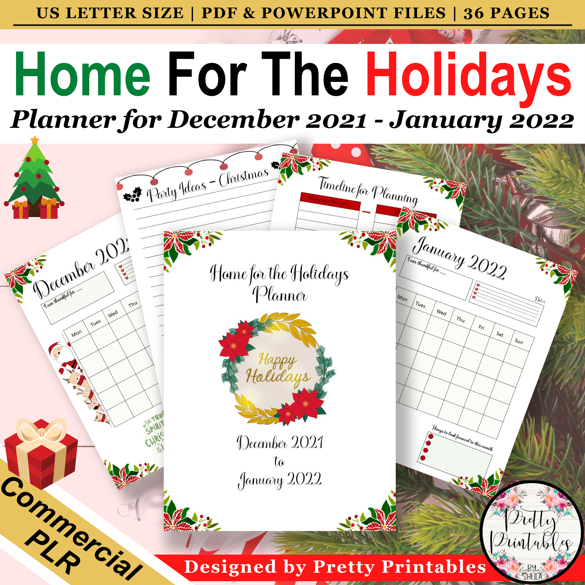 Home for the Holiday Planner for Christmas & New Year’s Commercial PLR Template