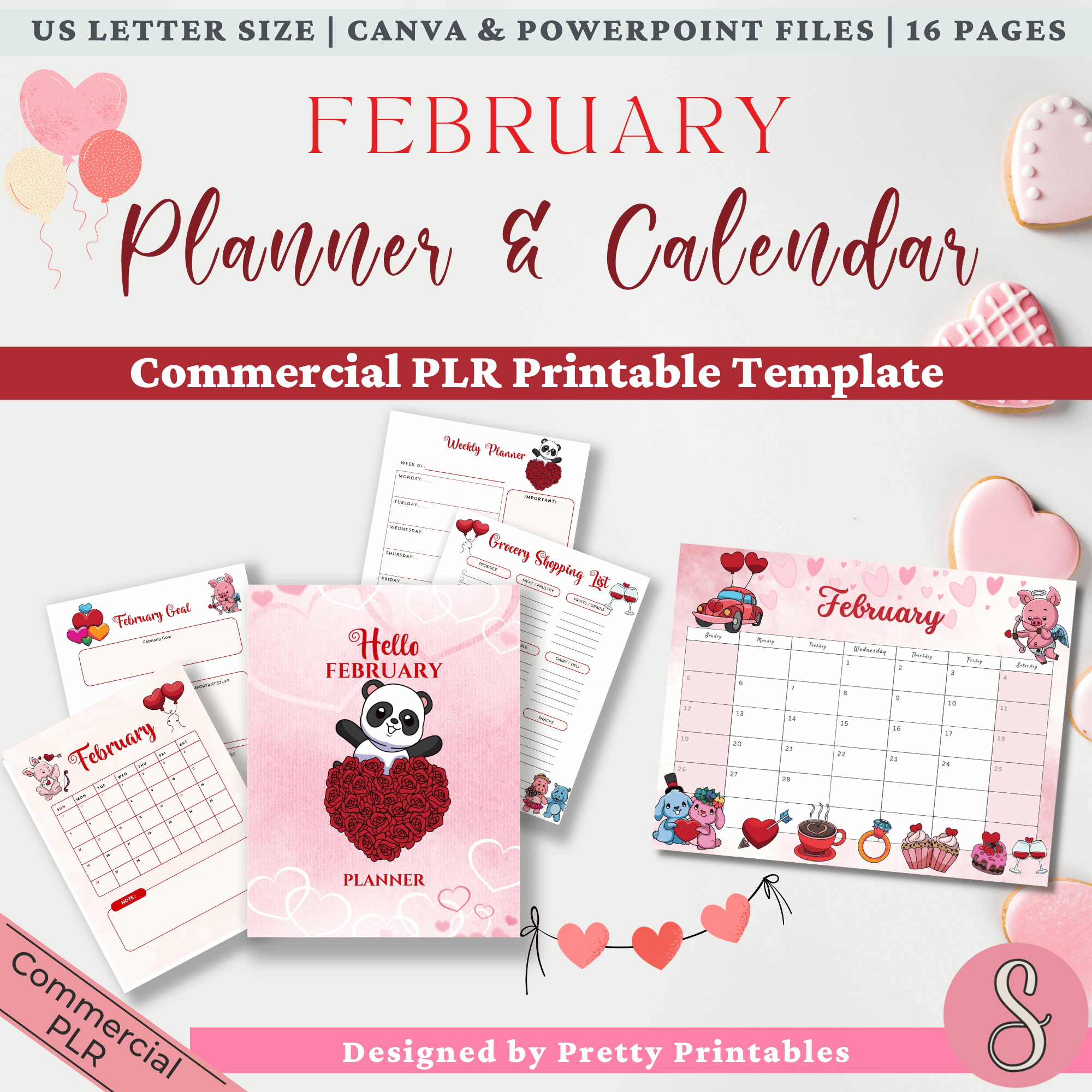 February Planner & Calendar Commercial PLR Printable Template